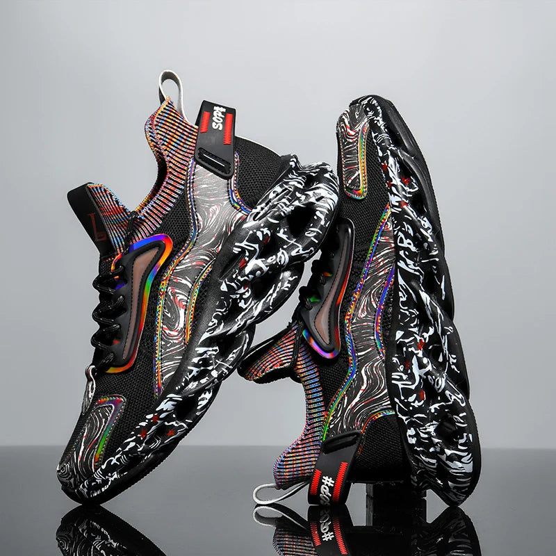 Herrsneakers med texturerat tryck – Sneakers herrmode | LUMINĀFASH