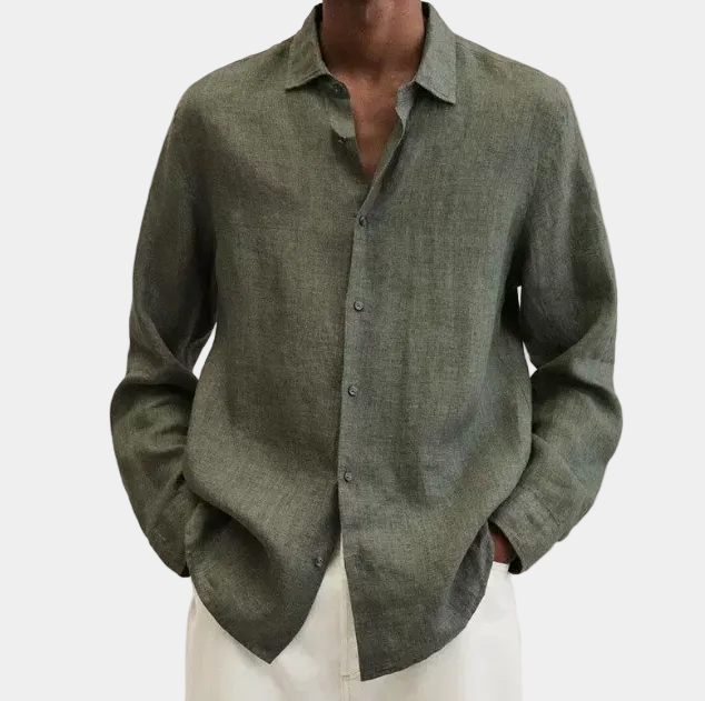 Herrskjorta med rundad kant – Skjorta herrmode | LUMINĀFASH