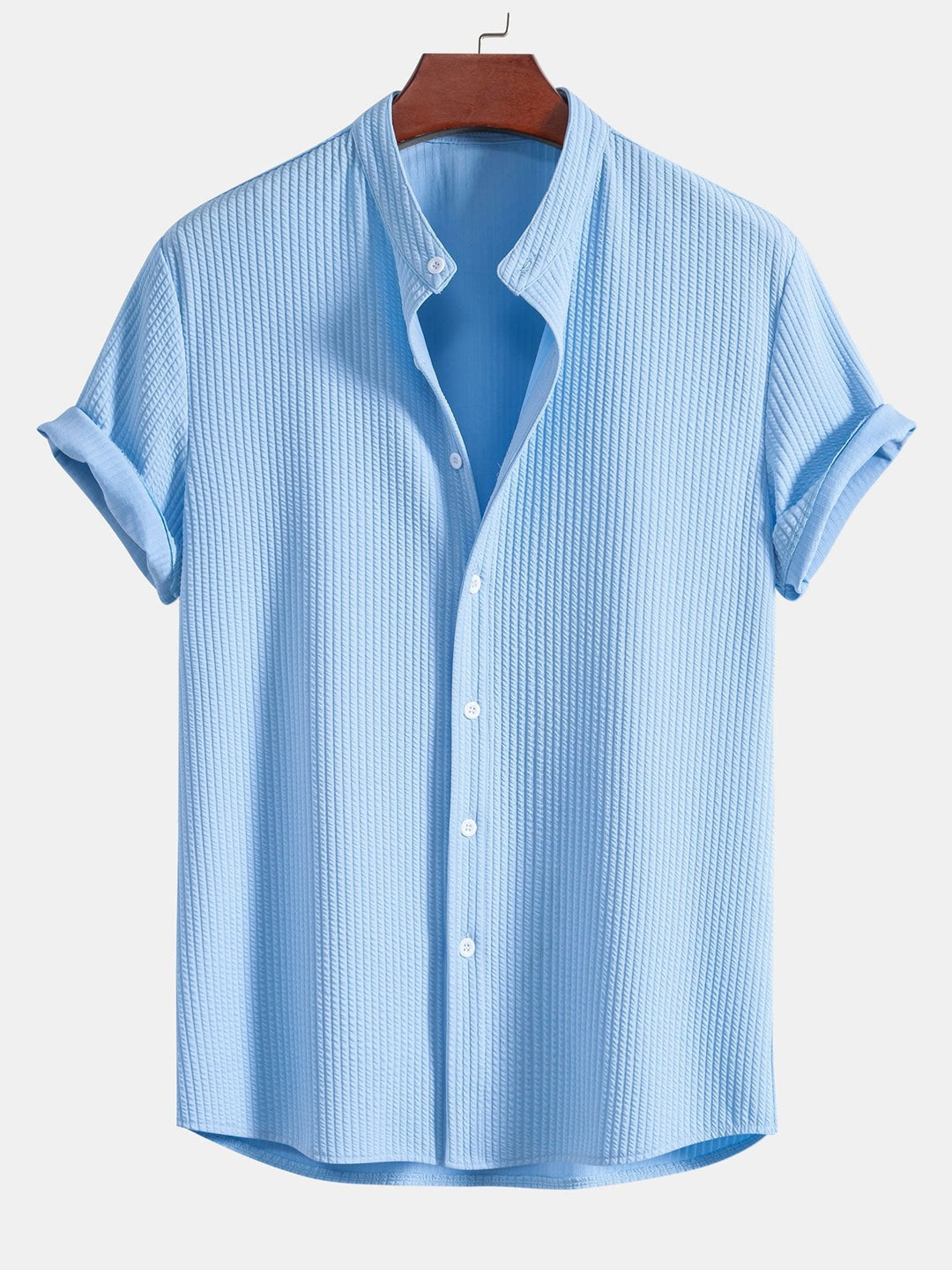 Texturerad herrskjorta med officerskrage – Skjorta herrmode | LUMINĀFASH