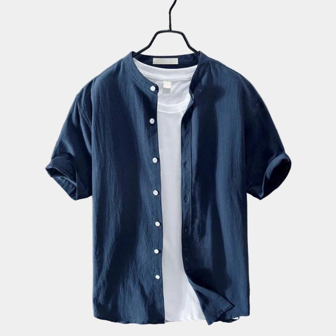Herrskjorta med korta ärmar och knappar – Skjorta herrmode | LUMINĀFASH