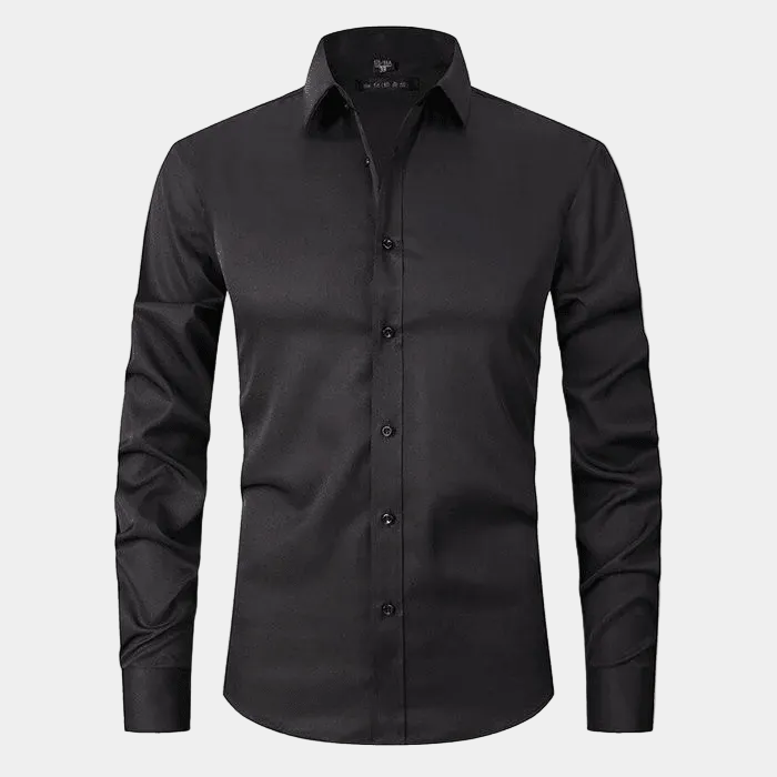Enfärgad herrskjorta – detalj 2 | LUMINĀFASH