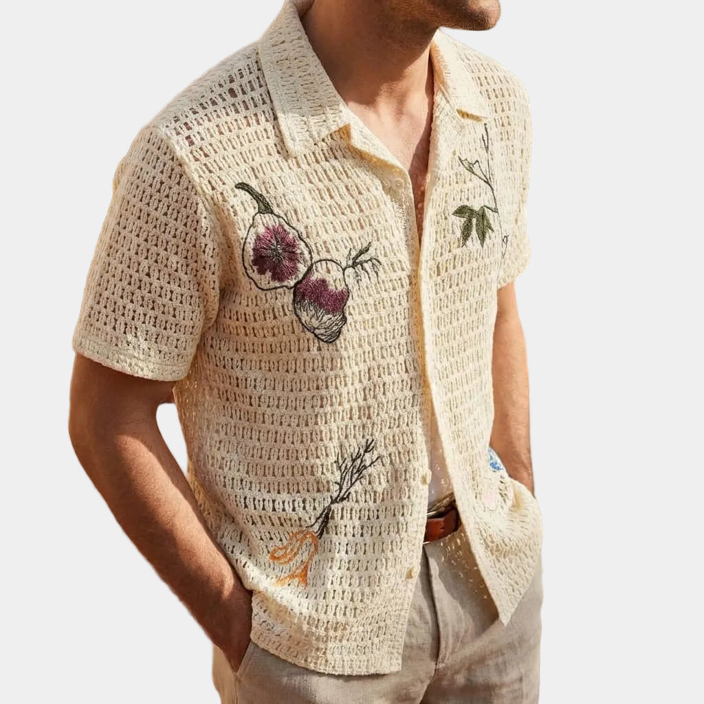 Genombruten herrskjorta – Pikétröja herrmode | LUMINĀFASH