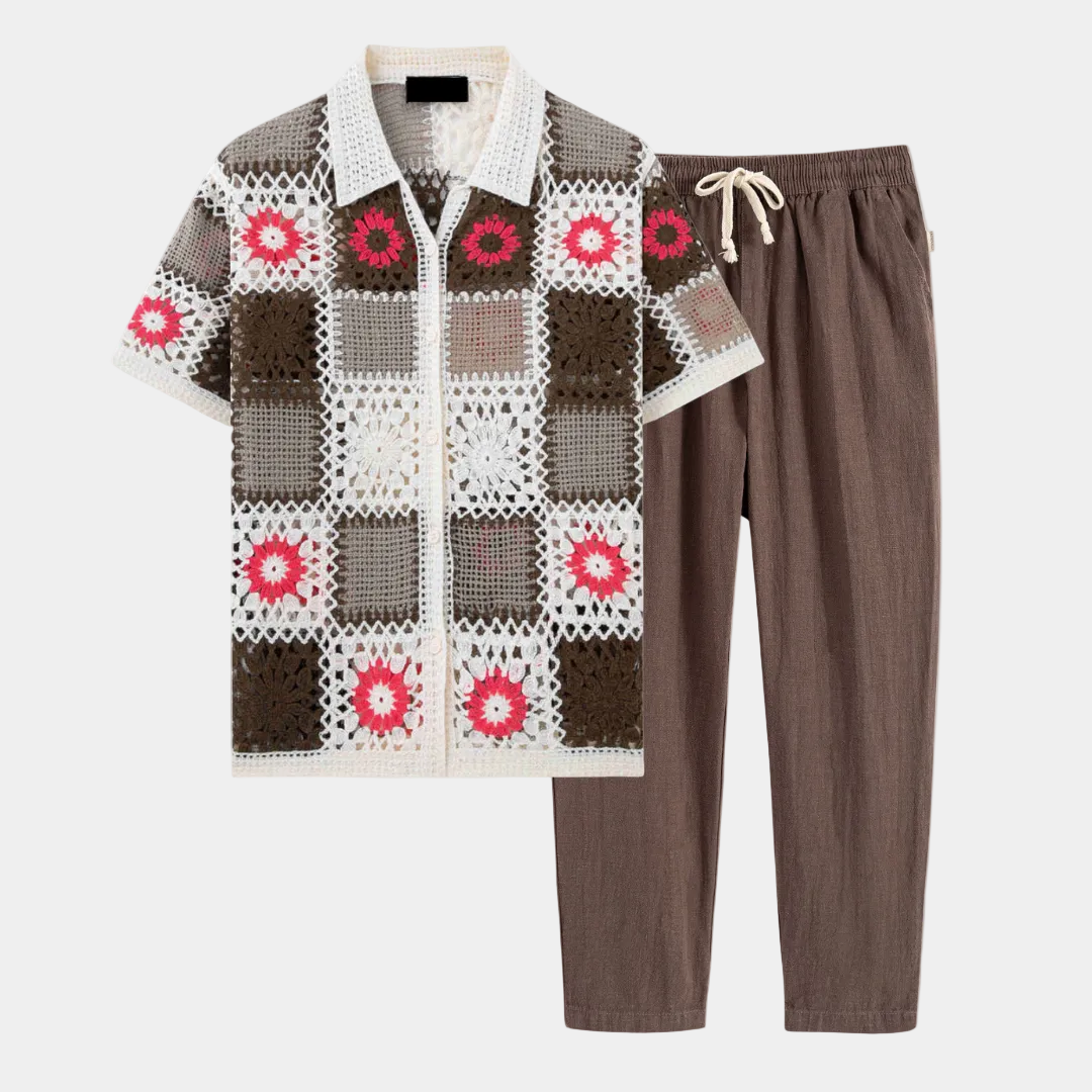 Genomskuret herrset med knappar – Set herrmode | LUMINĀFASH