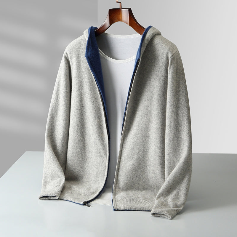 Herrväst med dragkedja och huva – Tröja herrmode | LUMINĀFASH