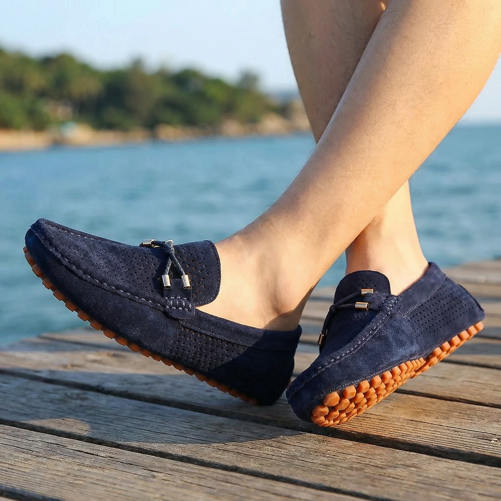 Perforerade herrloafers – detalj 2 | LUMINĀFASH