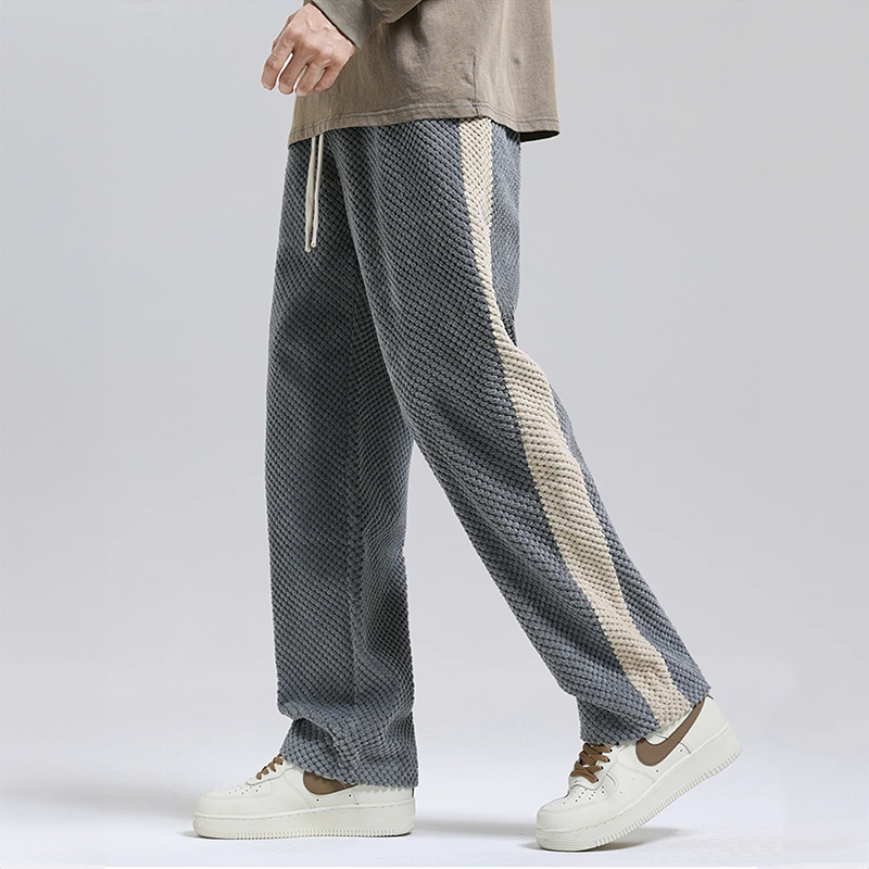 Texturerade herrbyxor med snörning – Byxor herrmode | LUMINĀFASH