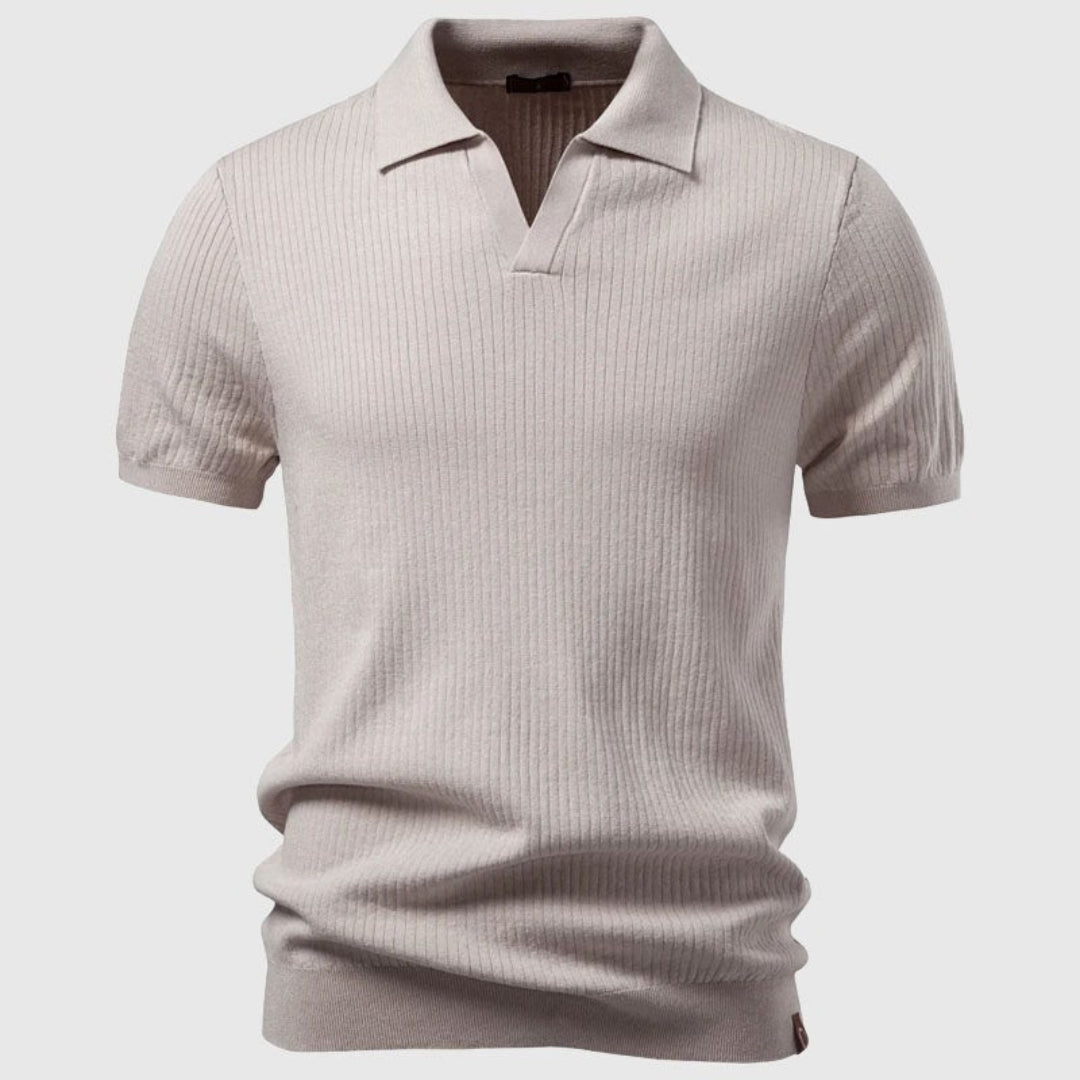 Herrpolo i ribbstickat material – Pikétröja herrmode | LUMINĀFASH