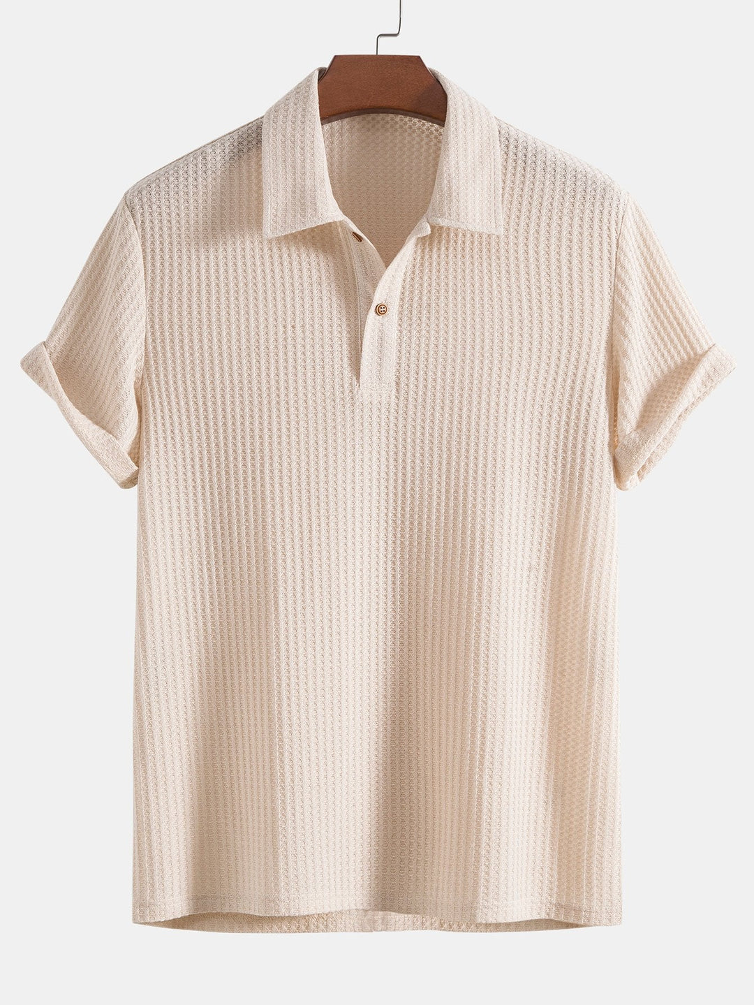 Herrpolo i vaffelmaterial – Pikétröja herrmode | LUMINĀFASH