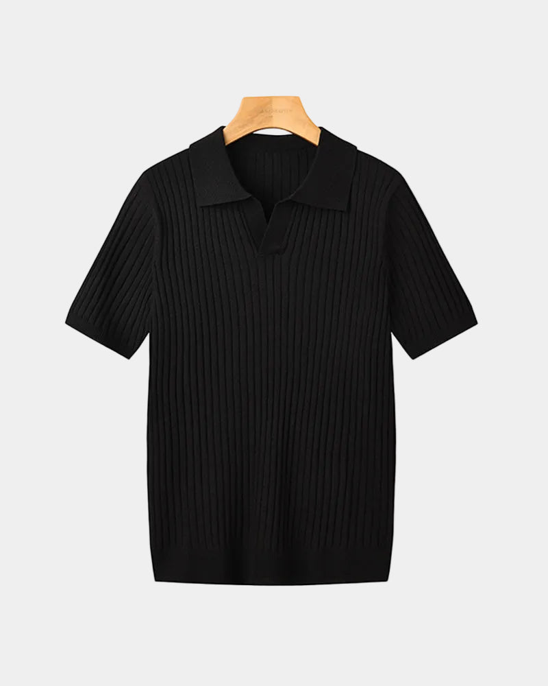 Herrpolo med korta ärmar – detalj 2 | LUMINĀFASH