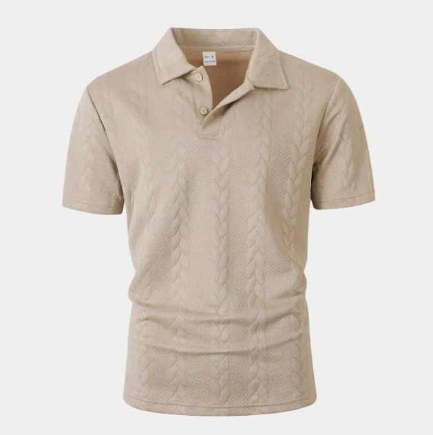 Texturerad herrpolo med korta ärmar – Pikétröja herrmode | LUMINĀFASH