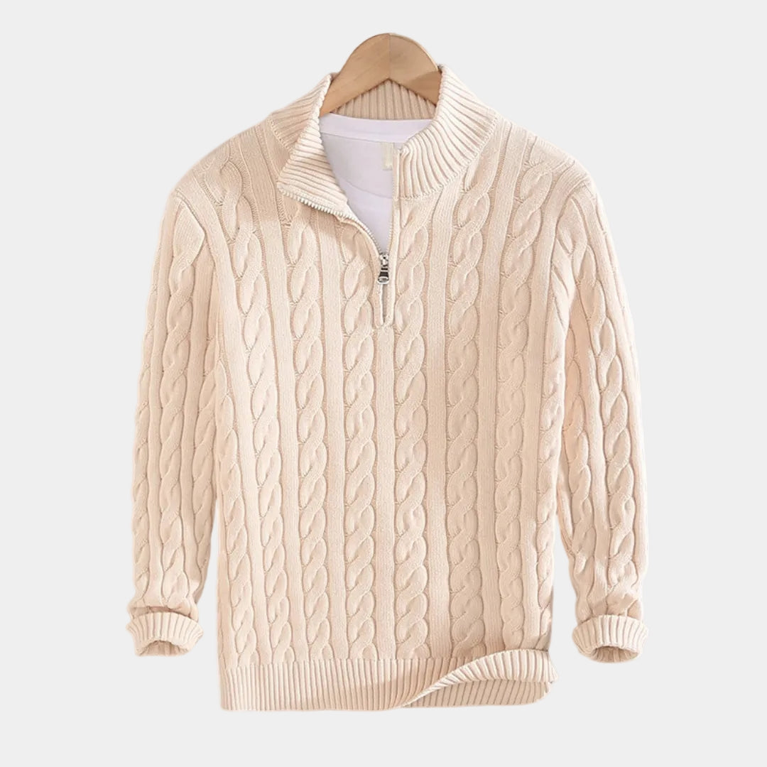 Herrpullover med halvdragkedja – Tröja herrmode | LUMINĀFASH