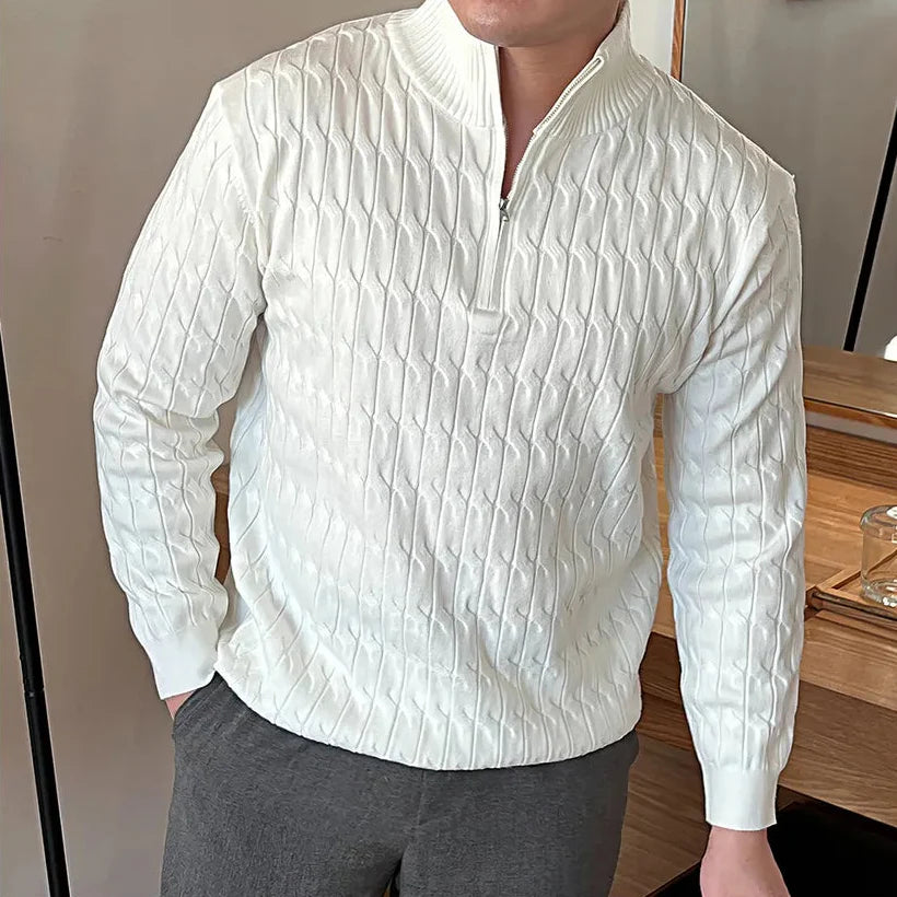 Herrpullover med halvdragkedja – Tröja herrmode | LUMINĀFASH