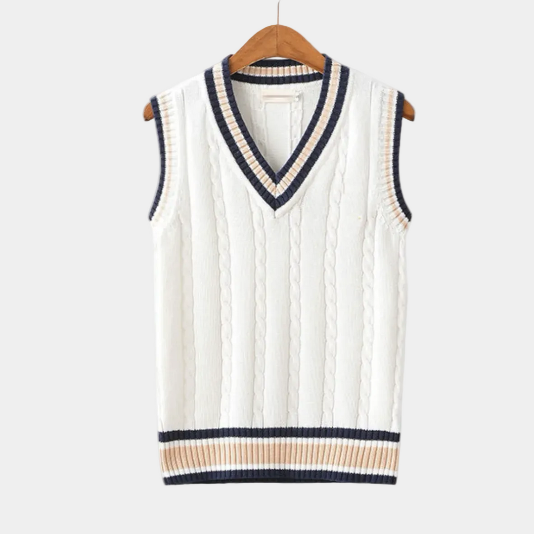 Herrpullover utan ärmar med V-ringning – Tröja herrmode | LUMINĀFASH