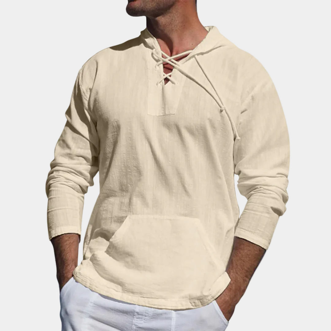 Herrpullover med huva och snörning – Tröja herrmode | LUMINĀFASH