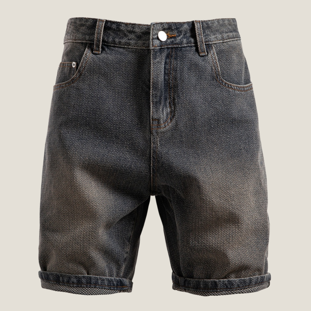Herrjeansshorts – detalj 2 | LUMINĀFASH