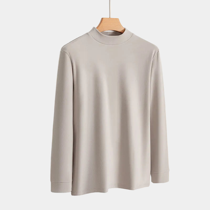 Herr-t-shirt med hög krage – detalj 2 | LUMINĀFASH