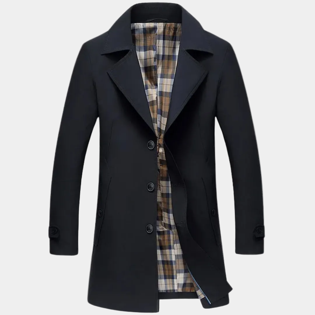 Herrtrenchcoat med knappar – Jacka herrmode | LUMINĀFASH